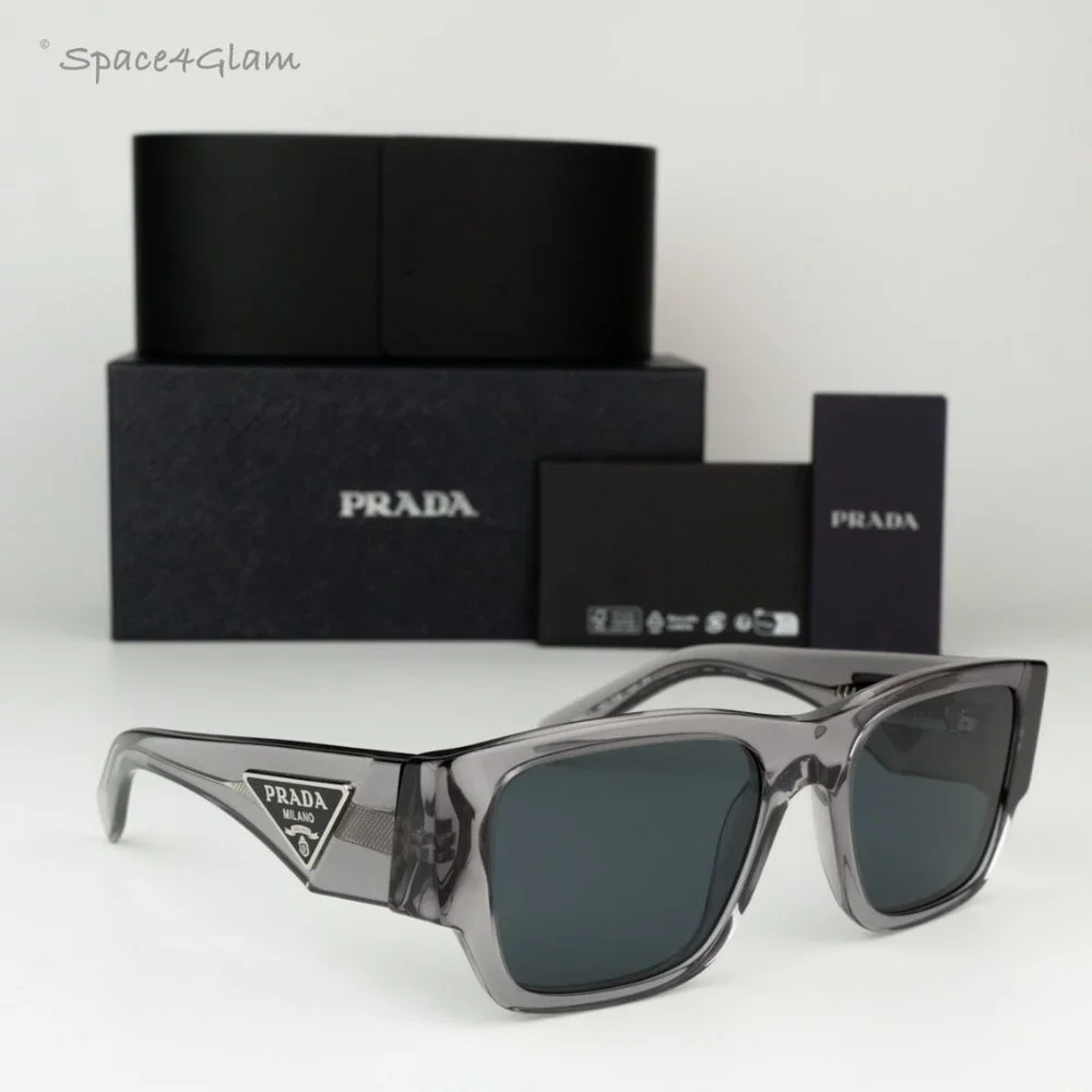 BRAND NEW Prada PR10ZS 16Z70B Transparent Asphalt Grey Square Unisex Sunglasses